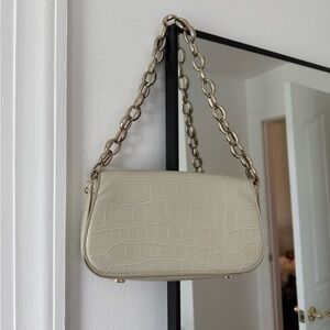 Zara Cream Croc Shoulder Bag